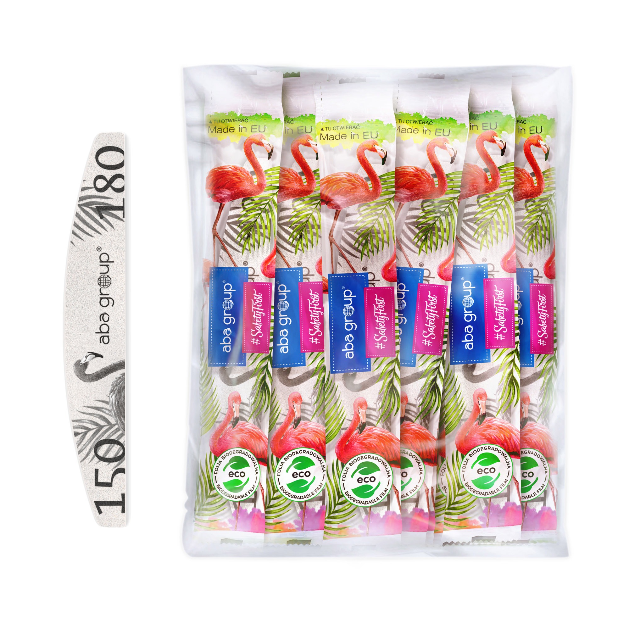PILNIKI_25szt_POLKSIEZYC_150x180_ECO_W Aba Group SAFE PACK NAIL FILE HALF MOON 150/180 25pcs.