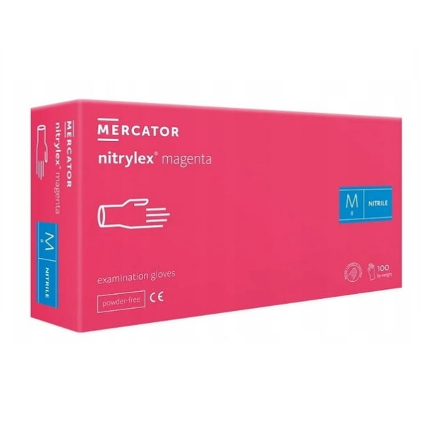 Mercator NITRILE GLOVES Magenta M 100pcs.