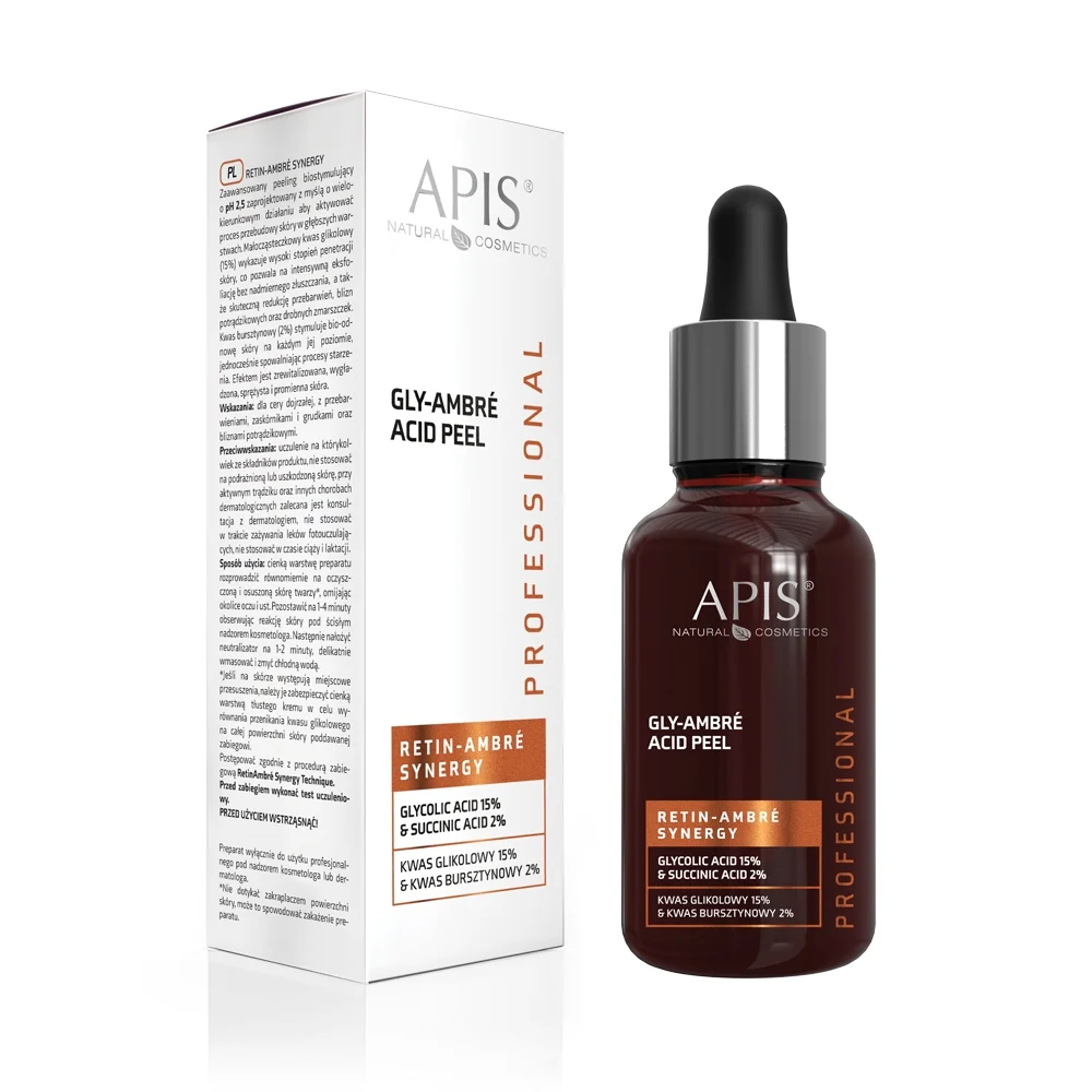 Apis Professional Retin Ambre Synergy Gly-Ambre Acid Peel with 15_ Glycolic Acid & 2_ Succinic Acid 30ml APIS - Retin Ambre Synergy Gly-Ambre Acid Peel with 15% Glycolic Acid & 2% Succinic Acid 30ml