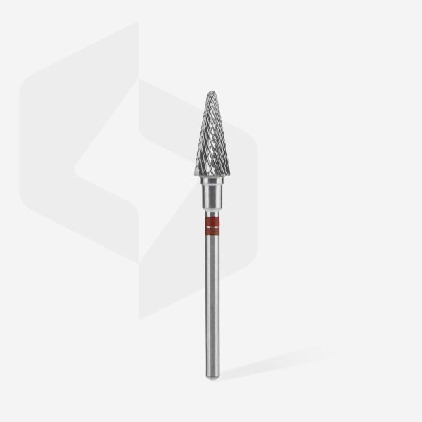 Staleks Carbide Nail Drill Bit CONE 6mm/14mm RED Left-handed