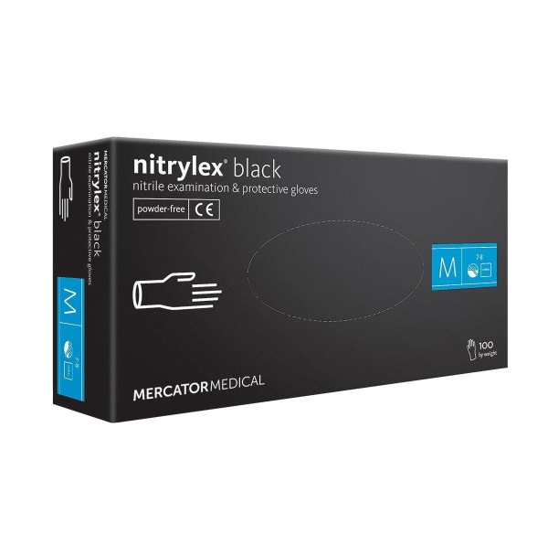 Mercator NITRILE GLOVES Black M 100pcs.
