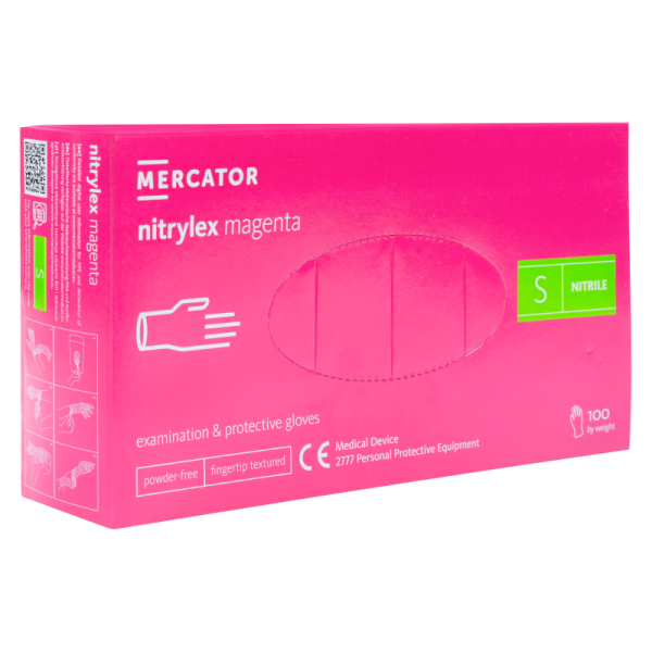 Mercator NITRILE GLOVES Magenta S 100pcs.